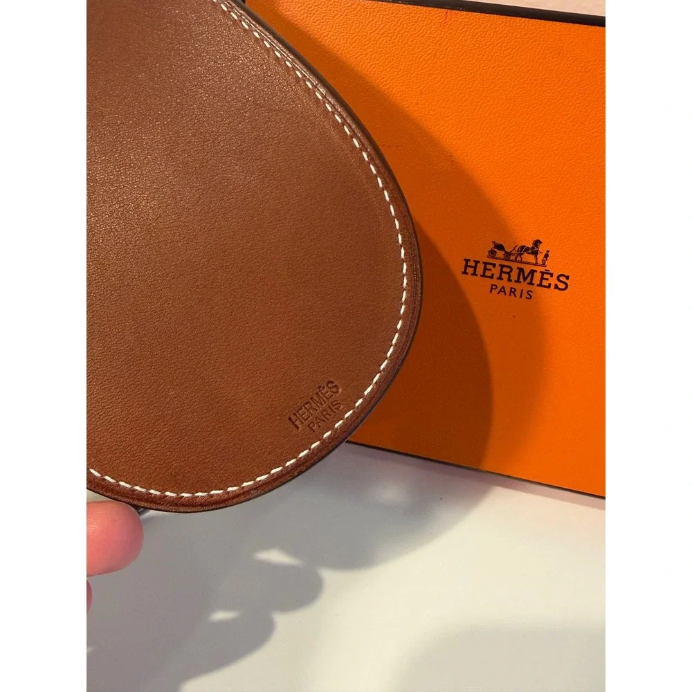 Hermes‎ In-the-Loop Phone Holder Brown Leather Neck Strap Case Made in France